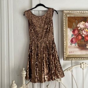 Bebe copper gold sequin A-line dress -fits a size 2/4. Worn once!
